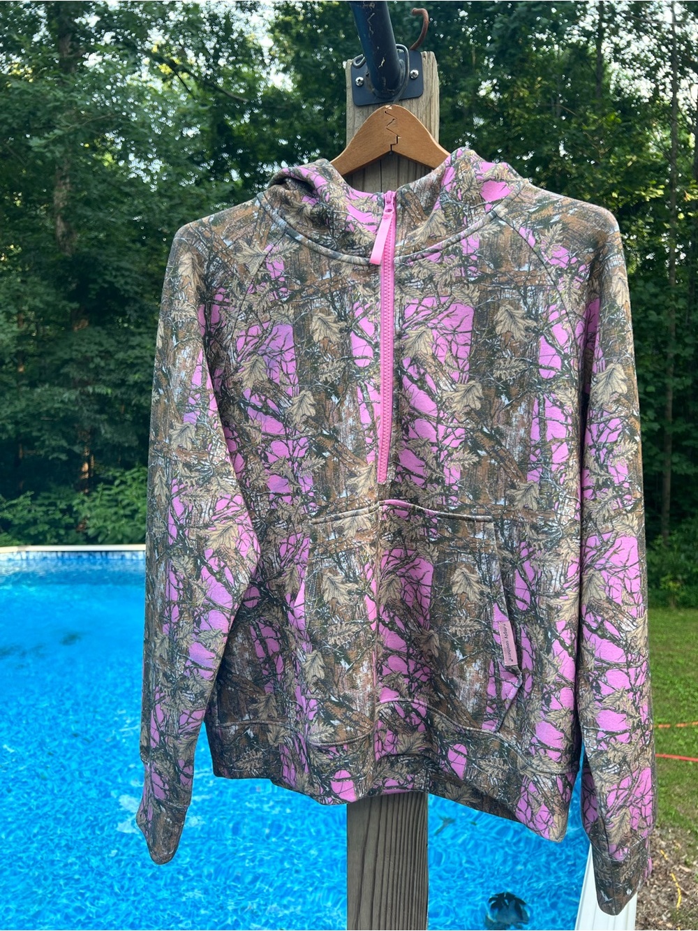 Simply Southern Pink Label Hooded Top with Camouflage Trim